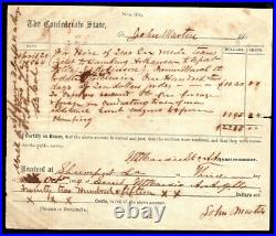 Us 1864 Confederate CIVIL War Document Payment Of $2,200 For Service
