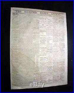 VERY Rare CONFEDERATE Memphis Civil War 1861 Newspaper with Publisher on the Run