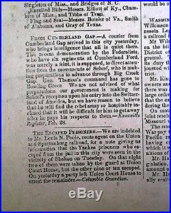 VERY Rare CONFEDERATE Memphis TN Tennessee Civil War NECESSITY 1862 Newspaper