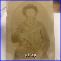 VTG Confederate Soldier CDV Photo Civil War Rare Revolver Tough Fellow