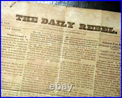 Very Rare CONFEDERATE BROADSIDE Chattanooga Tennessee Civil War 1863 Newspaper