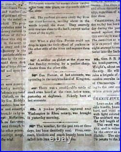 Very Rare CONFEDERATE BROADSIDE Chattanooga Tennessee Civil War 1863 Newspaper