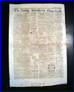 Very Rare CONFEDERATE Columbia South Carolina Southern 1864 Civil War Newspaper