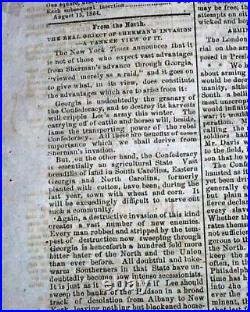 Very Rare CONFEDERATE Columbia South Carolina Southern 1864 Civil War Newspaper