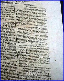 Very Rare CONFEDERATE Columbia South Carolina Southern 1864 Civil War Newspaper