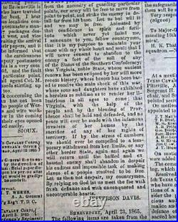 Very Rare CONFEDERATE Houston TX Texas with Jeff. Davis Civil War 1865 Newspaper