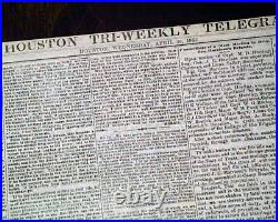 Very Rare CONFEDERATE Houston TX Texas with Jeff. Davis Civil War 1865 Newspaper