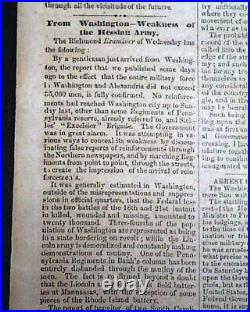 Very Rare CONFEDERATE New Bern NC North Carolina 1861 Civil War Old Newspaper