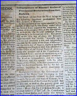 Very Rare CONFEDERATE New Bern NC North Carolina 1861 Civil War Old Newspaper