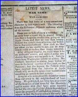 Very Rare CONFEDERATE New Bern NC North Carolina 1861 Civil War Old Newspaper