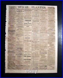 Very Rare CONFEDERATE West Baton Rouge LA Louisiana CIVIL WAR 1861 Old Newspaper