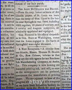 Very Rare CONFEDERATE West Baton Rouge LA Louisiana CIVIL WAR 1861 Old Newspaper