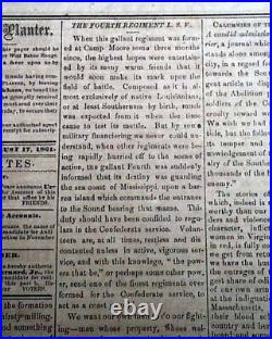 Very Rare CONFEDERATE West Baton Rouge LA Louisiana CIVIL WAR 1861 Old Newspaper