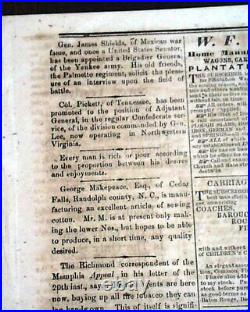 Very Rare CONFEDERATE West Baton Rouge LA Louisiana CIVIL WAR 1861 Old Newspaper