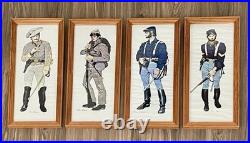 Vintage CHARLES Rodgers Civil War Confederate Soldier 4 Art Prints Wood Framed
