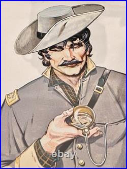 Vintage CHARLES Rodgers Civil War Confederate Soldier 4 Art Prints Wood Framed
