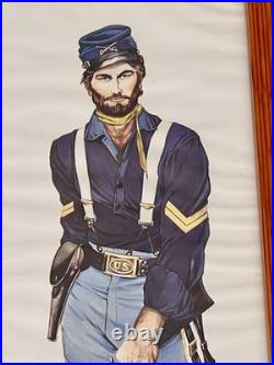 Vintage CHARLES Rodgers Civil War Confederate Soldier 4 Art Prints Wood Framed