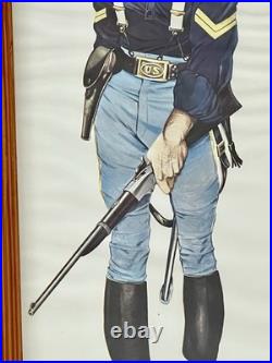Vintage CHARLES Rodgers Civil War Confederate Soldier 4 Art Prints Wood Framed