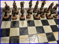 Vintage Civil War Chess Set Dragon Crest Union Confederate Resin Board Complete Vintage Civil War Chess Set Dragon Crest Union Confederate Resin Board Complete