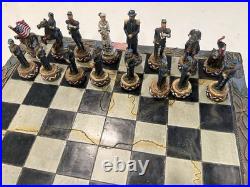 Vintage Civil War Chess Set Dragon Crest Union Confederate Resin Board Complete Vintage Civil War Chess Set Dragon Crest Union Confederate Resin Board Complete