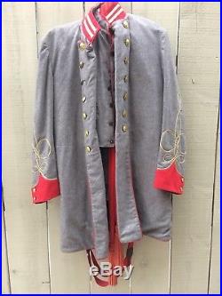 Vintage Civil War Reenactment Confederate Wool Artillery Officer Uniform