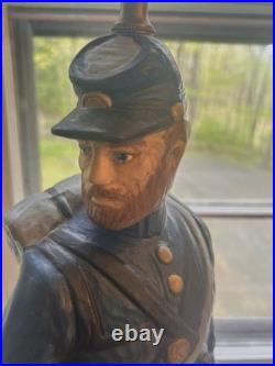 Vintage Civil War Union & Confederate Soldier Lamps Chalkware Dunning Set of 2