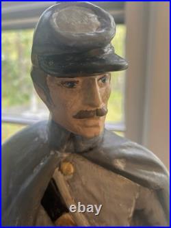 Vintage Civil War Union & Confederate Soldier Lamps Chalkware Dunning Set of 2