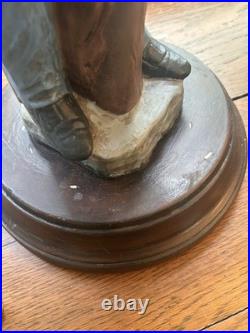 Vintage Civil War Union & Confederate Soldier Lamps Chalkware Dunning Set of 2