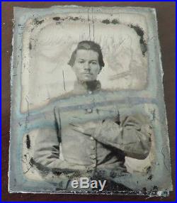 Vintage Estate Civil War Ambrotype Photograph Confederate Soldier
