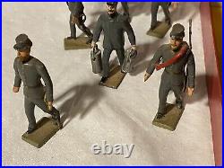 Vintage Mignot Lead Civil War Confederate Soldiers With Box T-25