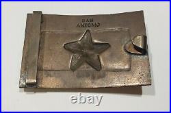 Vintage Texas Civil War Confederate Star San Antonio Brass Belt Buckle
