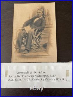 Vtg Photo Greenville R. Davidson. Prestonsburg, Kentucky Confederate Civil War