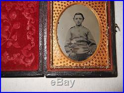 Young Confederate Civil War Soldier 1/9 Plate Ambrotype & Full Case