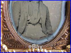 Young possible Confederate Civil War soldier purple glass ambrotype photograph